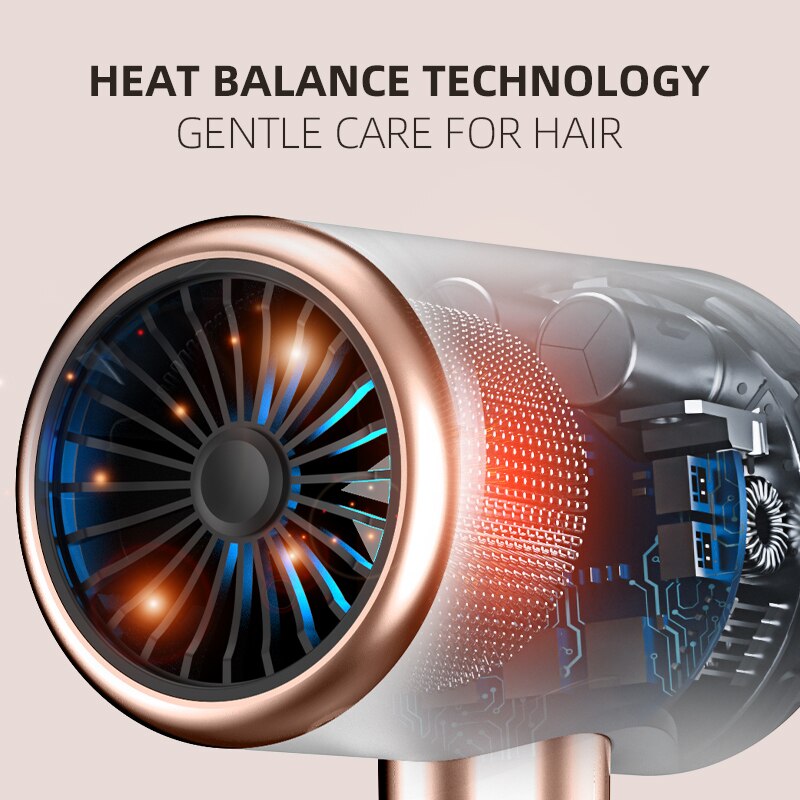 Hair Dryer, High Speed Electric Turbine Airflow, Low Noise, Constant