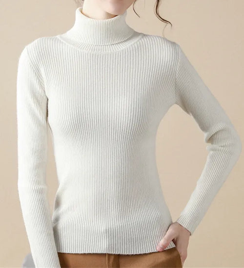 Heliar Women Fall Turtleneck Sweater Knitted Soft Pullovers Cashmere