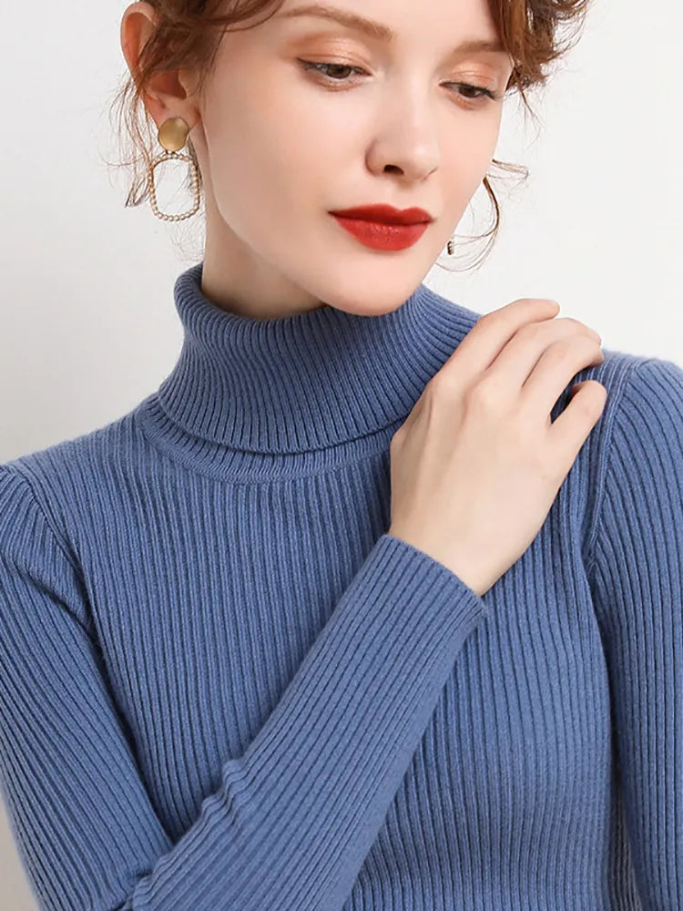 Heliar Women Fall Turtleneck Sweater Knitted Soft Pullovers Cashmere