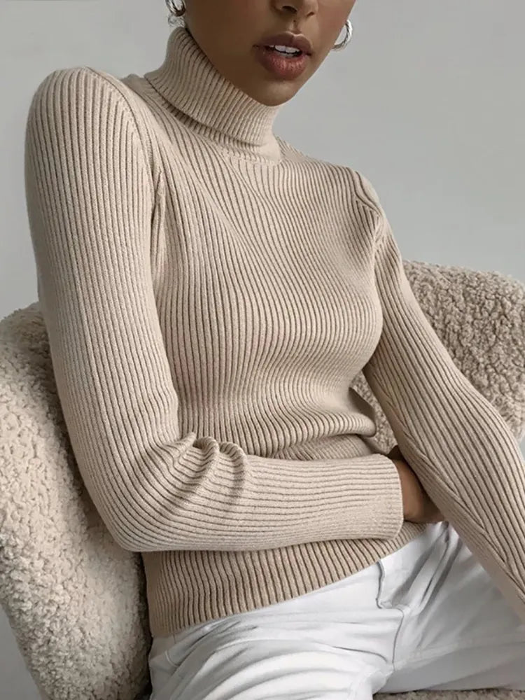 Heliar Women Fall Turtleneck Sweater Knitted Soft Pullovers Cashmere