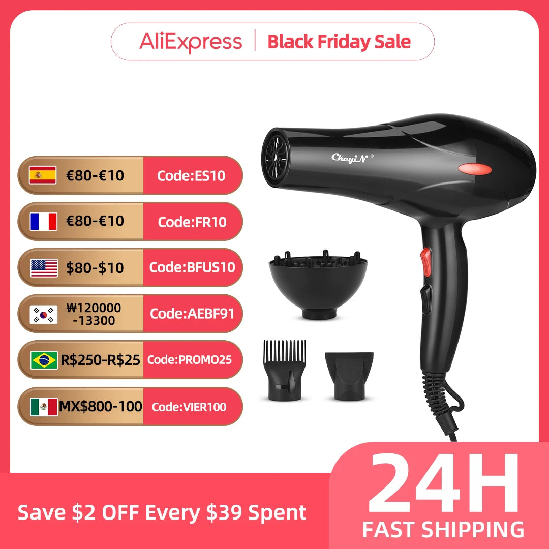 CkeyiN 2200W Electric Hair Dryer Professional Large Power Below Dryer