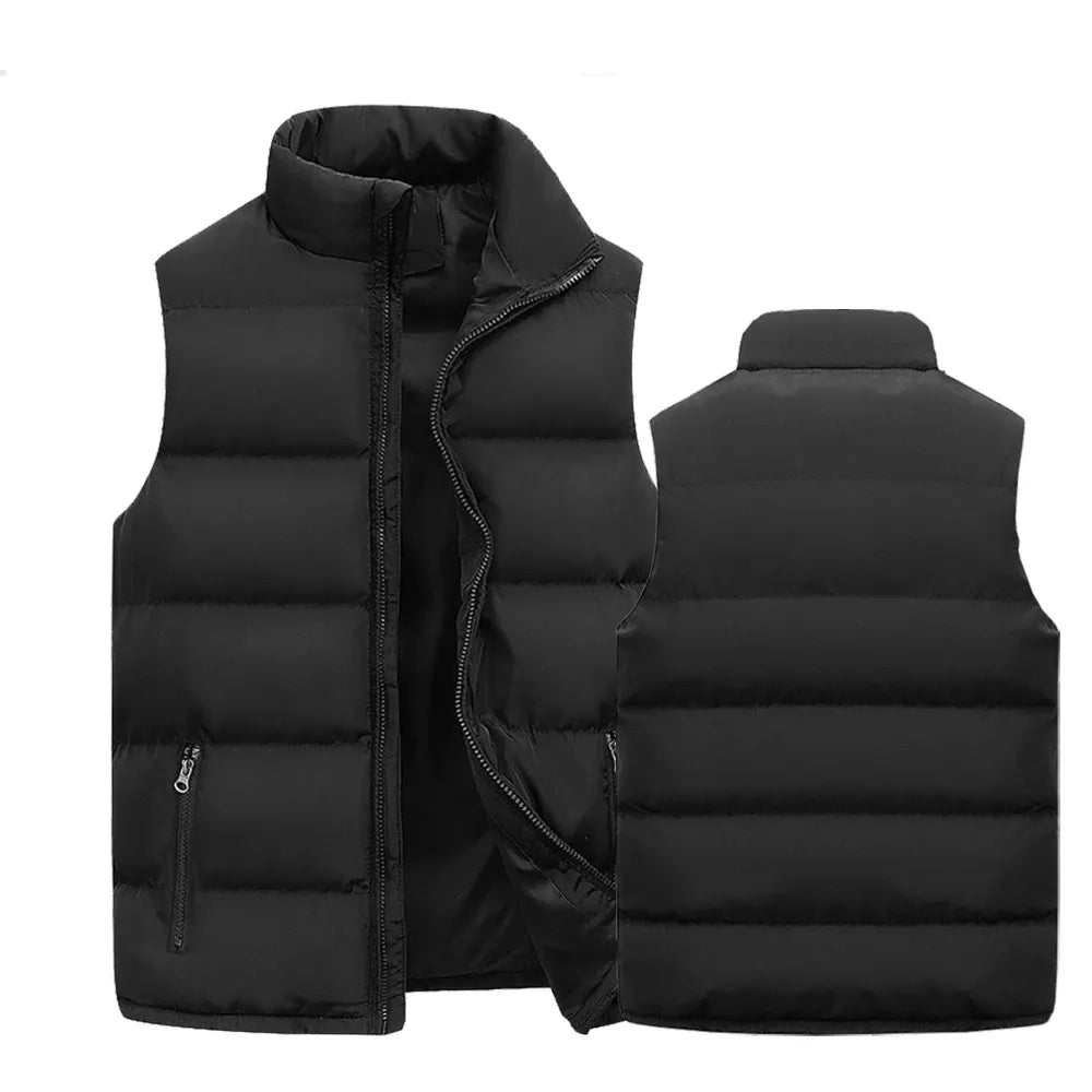 Mens Vest Jacket Warm Sleeveless Jackets Winter Waterproof Zipper Coat