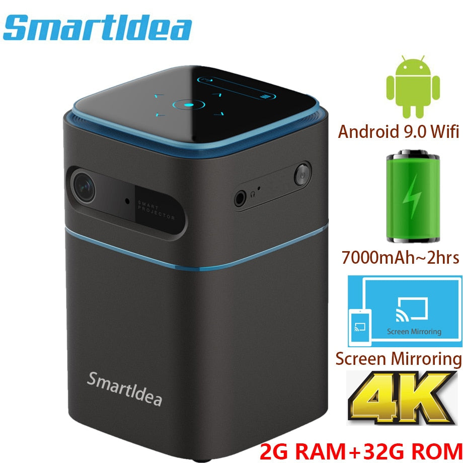 Smartldea Pico Smart Android9.0 Projector Wifi 1080p 4k Support
