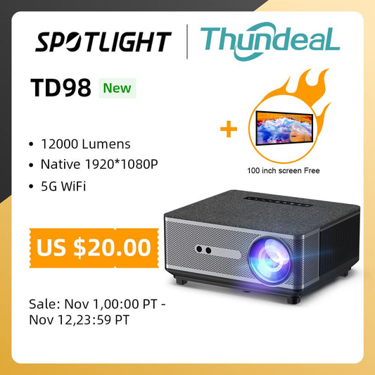 Thundeal Full Hd 1080p Projector Td98 Wifi Led 2k 4k Video Movie Smart