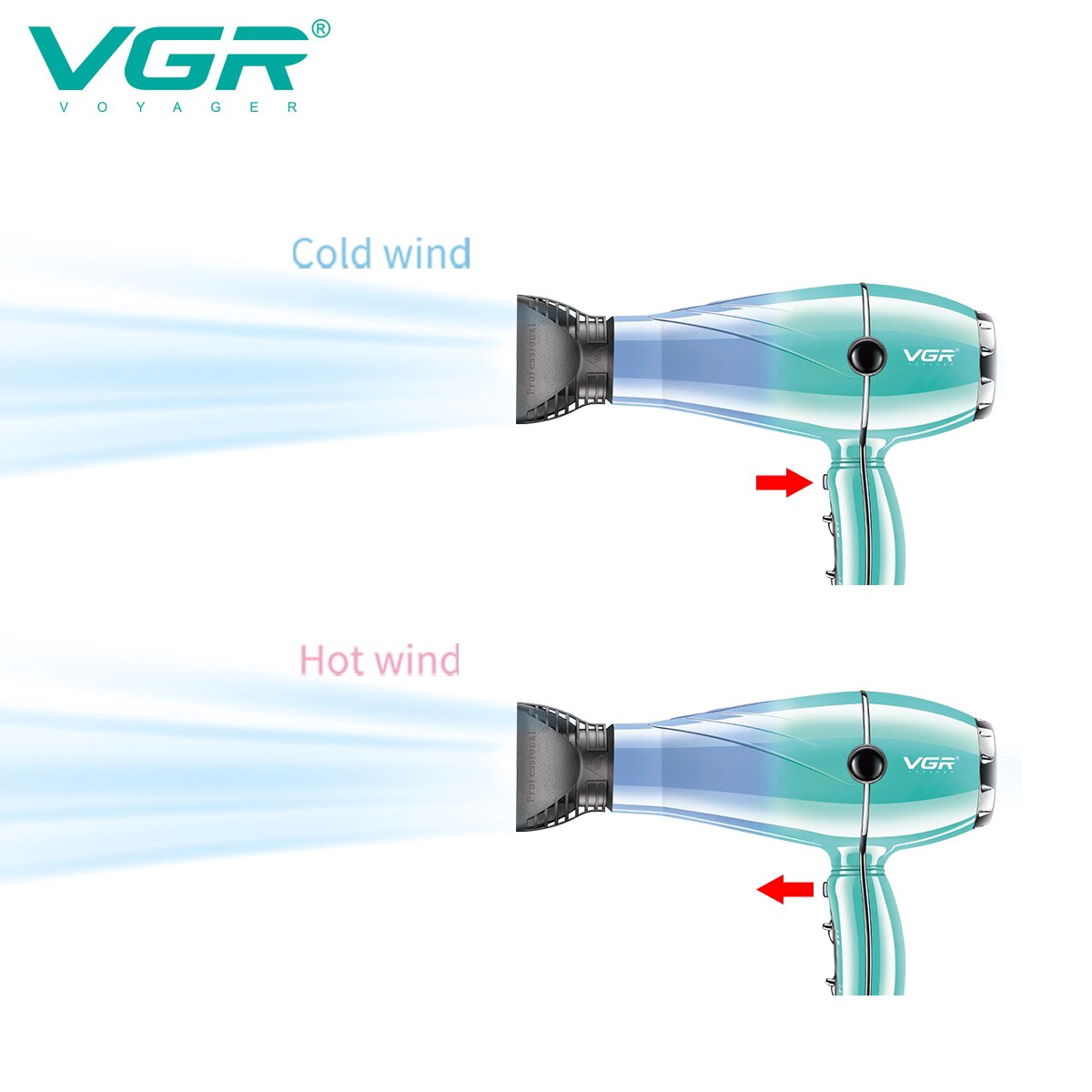 Vgr Hair Dryer Professional Hair Dryer 2400w High Power Overheating