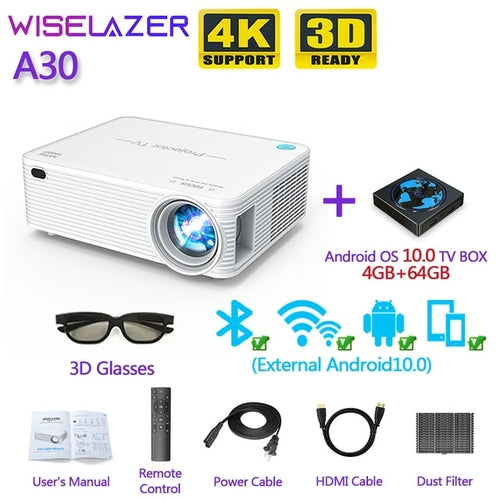 Wiselazer A30 9500 Lumens Led Portable Projector Native 1920*1080 Hd