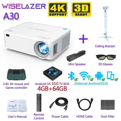 Wiselazer A30 9500 Lumens Led Portable Projector Native 1920*1080 Hd