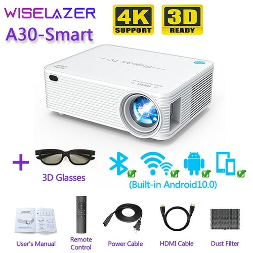 Wiselazer A30 9500 Lumens Led Portable Projector Native 1920*1080 Hd