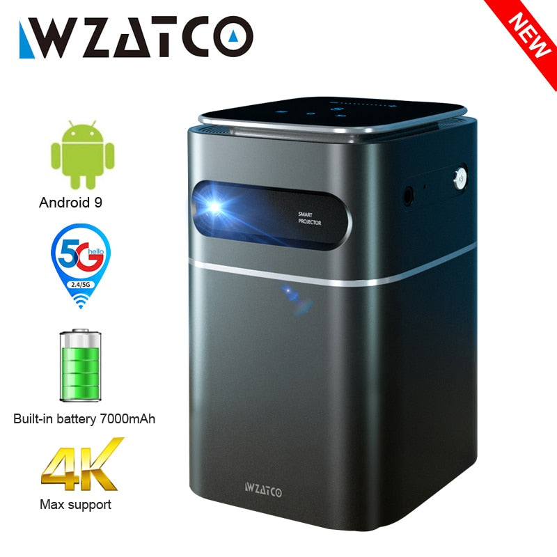 Wzatco A8 Dlp Portable Projector Smart Android 9.0 5g Wifi Support