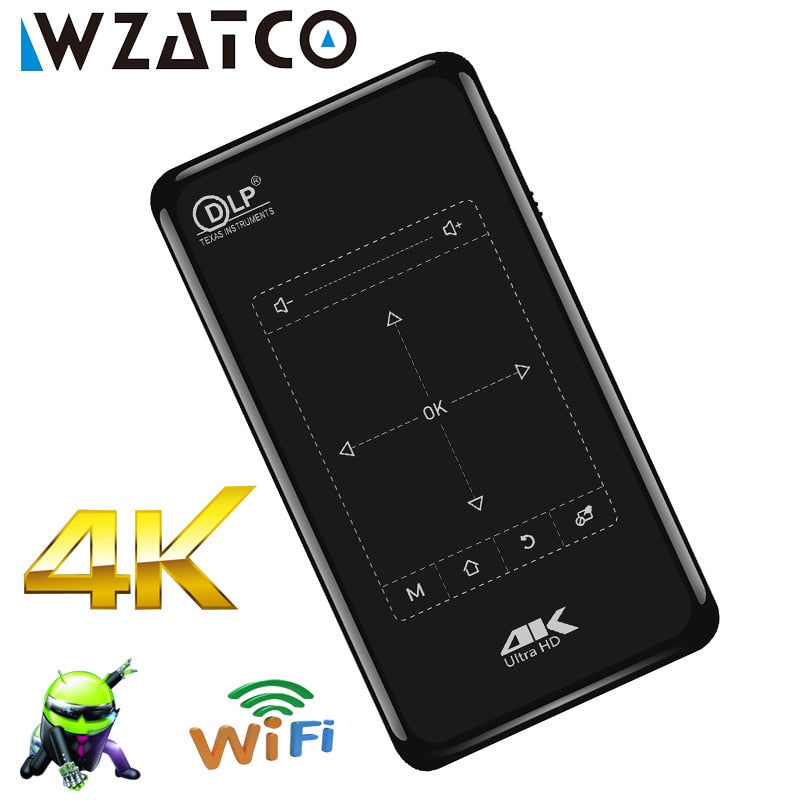 Wzatco P09 Mini Projector Android 9.0 Wifi 5000mah Battery Bt4.2
