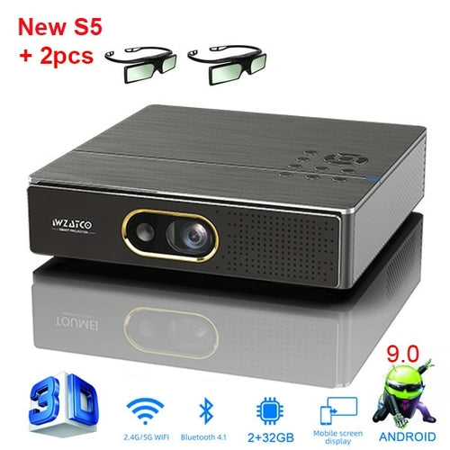 WZATCO S5 HD 4K Real 3D DLP Projector with Zoom, Auto Keystone,Android