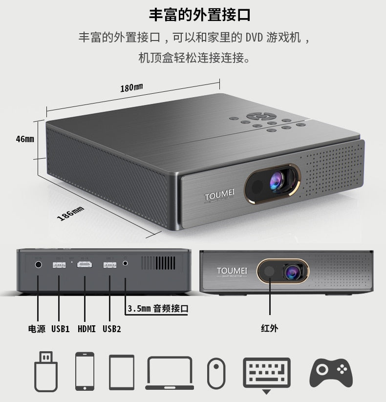 WZATCO S5 HD 4K Real 3D DLP Projector with Zoom, Auto Keystone,Android