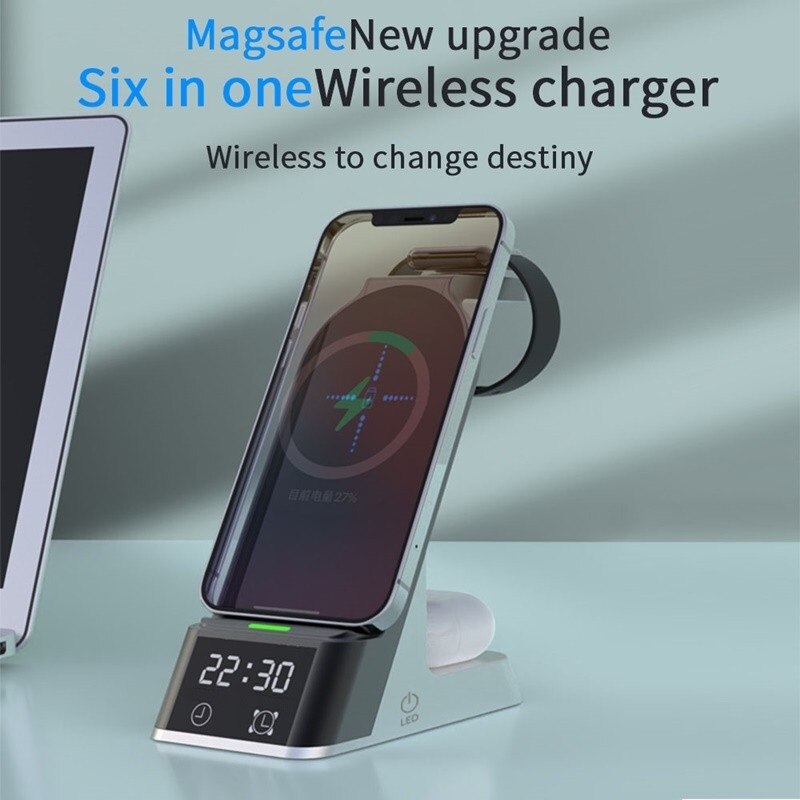 15W Alarm Clock Qi Wireless Charger For Iphone XS 11 12 13 Pro Max