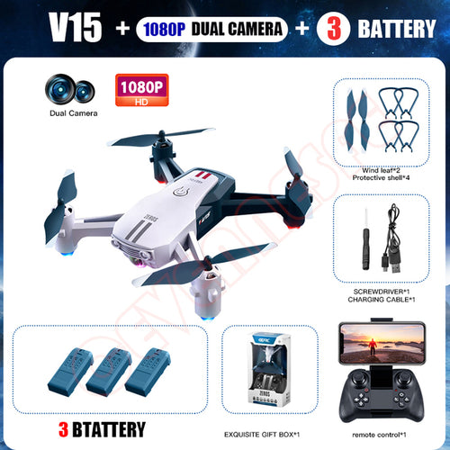 New Mini Drone 4k Profesional Dron With 1080p Hd Camera V15 Rc