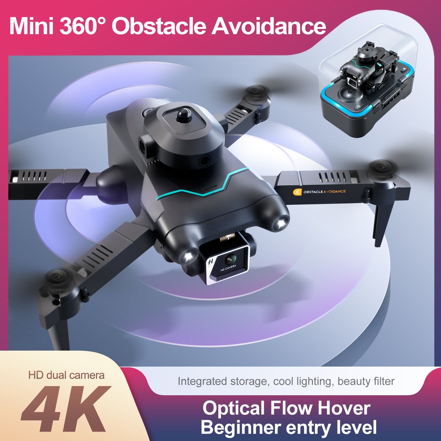 New XKJ XT3 Mini Drone 4K Dual Camera Obstacle Avoidance Optical Flow Positioning Foldable