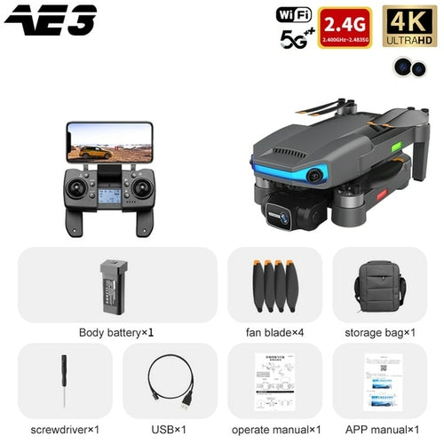 Ae3 Pro Max Gps Drone 4k Dual Camera 3 Axis Gimbal Professional Aerial