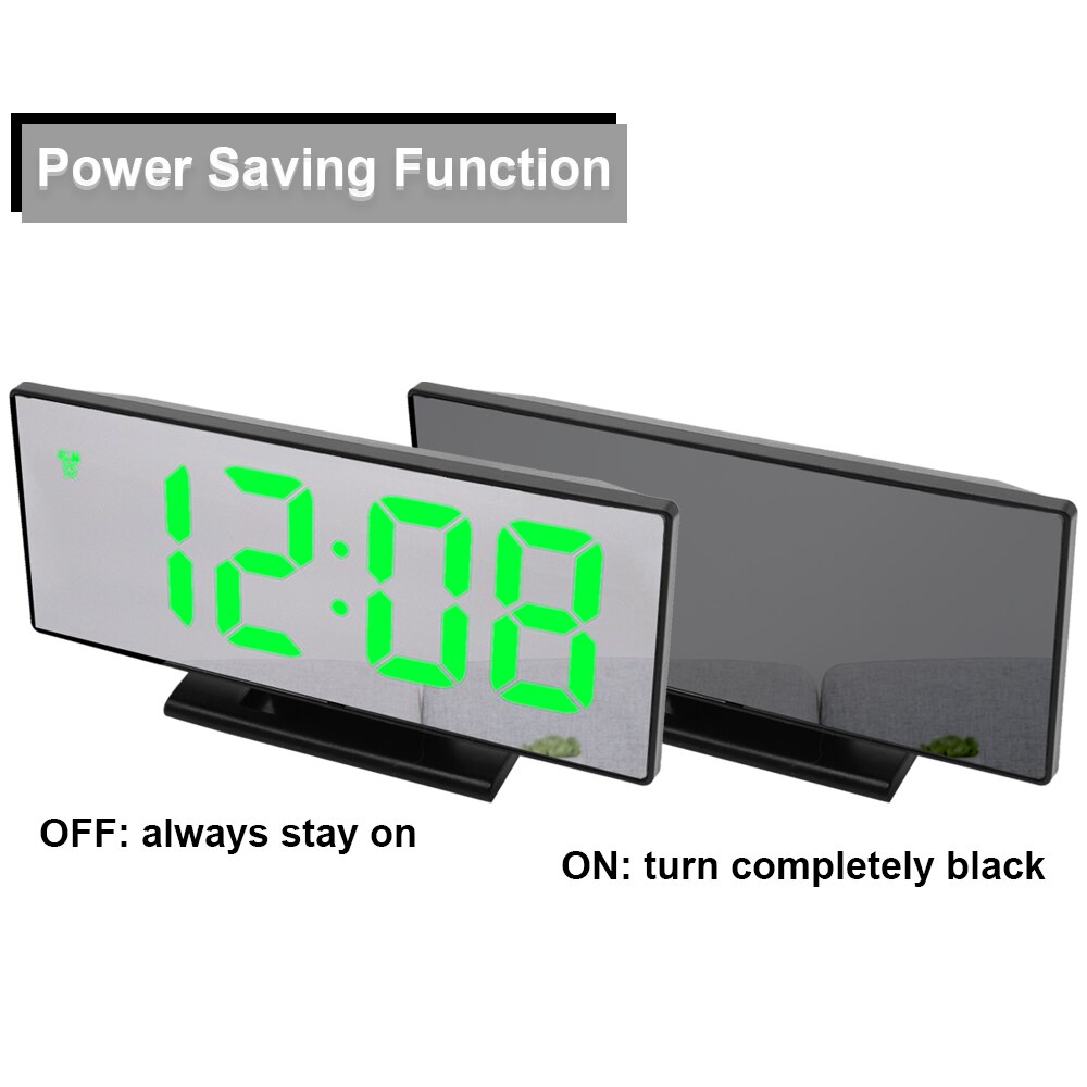 Digital Alarm Clock Led Mirror Electronic Alarm Clocks Large Lcd