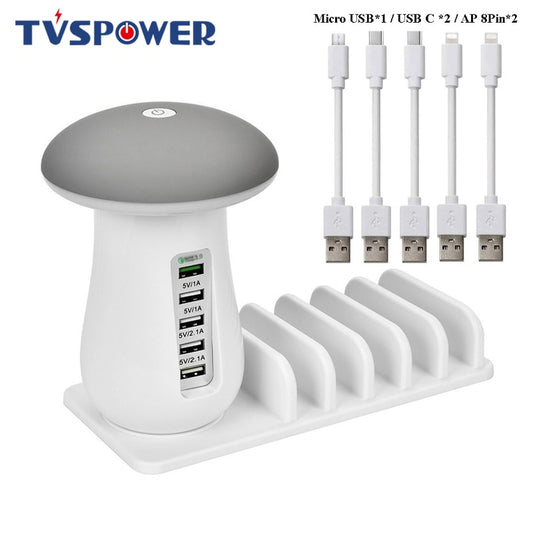 Multi Port Quick Charger 3.0 Mushroom Lamp QC3.0 Fast Charging for