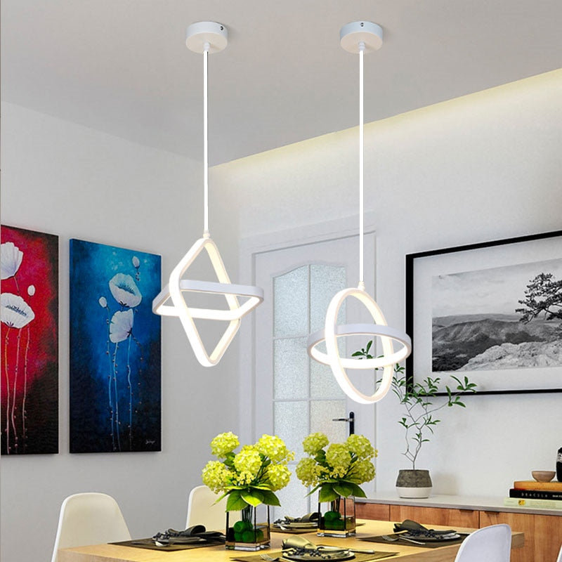 New Design Modern Pendant Light Minimalist Black White Frame Led