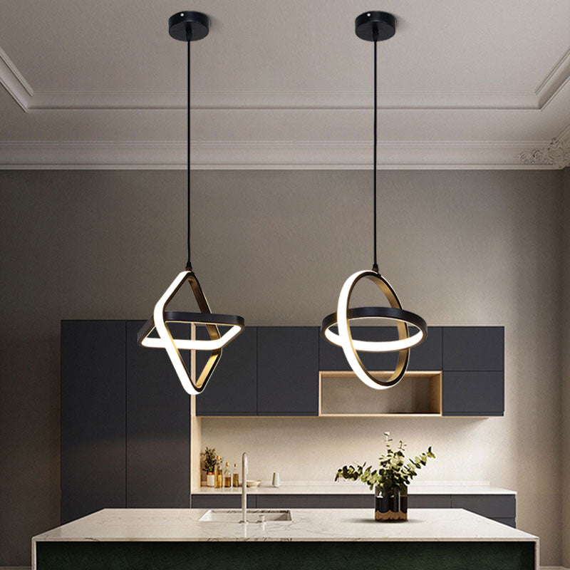 New Design Modern Pendant Light Minimalist Black White Frame Led