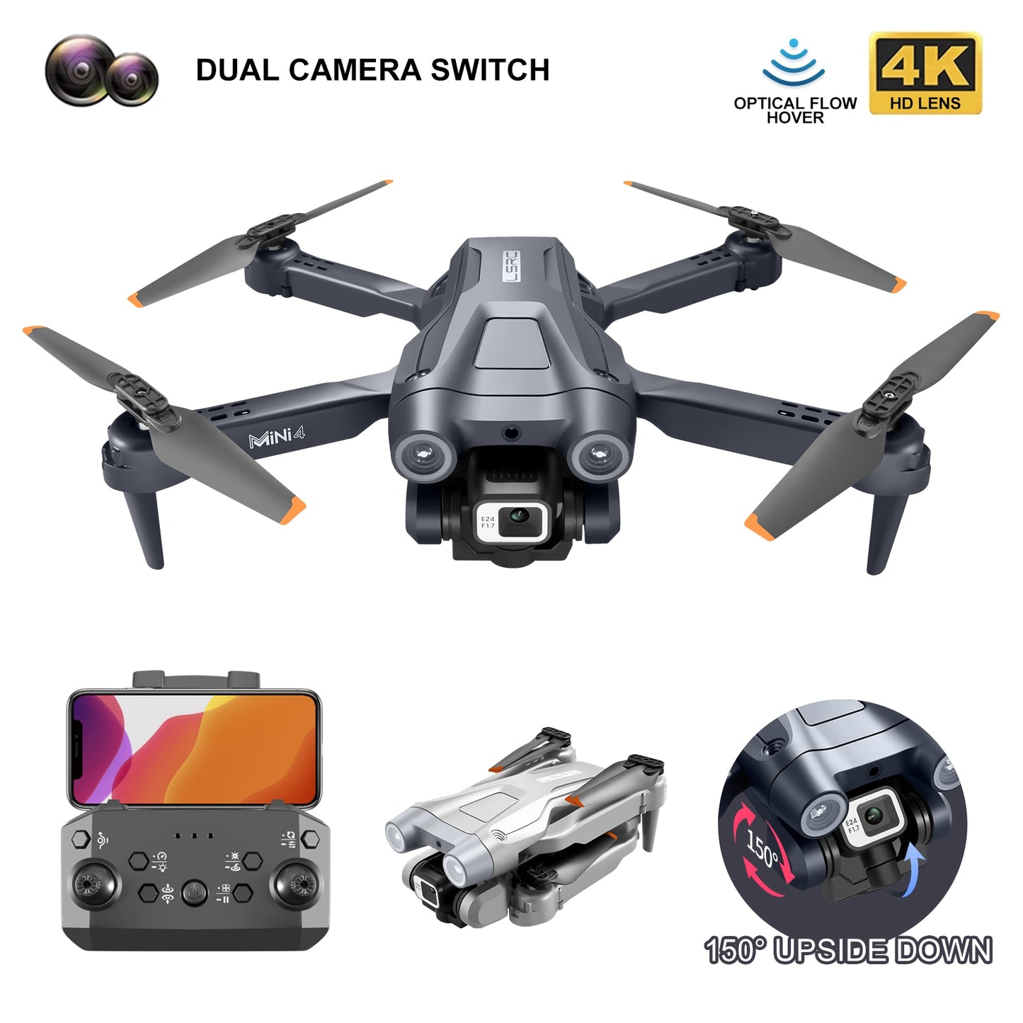 New Xt8 Mini Drone 4khd Dual Cameras Wifi Fpv Air Pressure Fixed