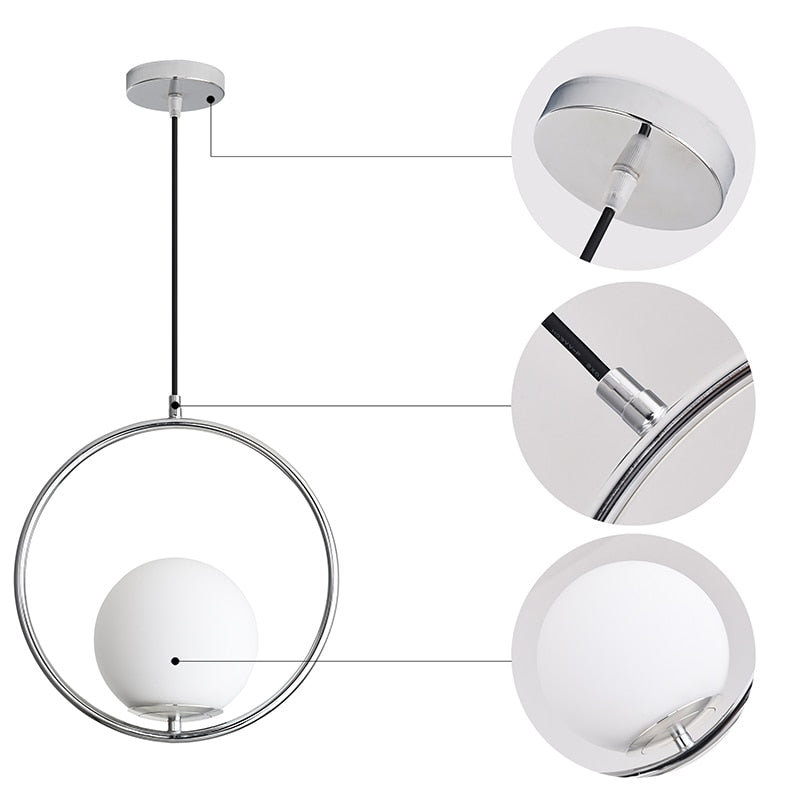 Nordic Glass Ball Pendant Lights Modern LED Hanging Lamp for Living