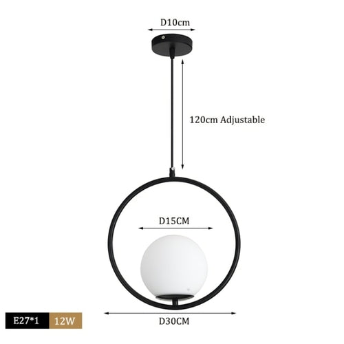 Nordic Glass Ball Pendant Lights Modern LED Hanging Lamp for Living