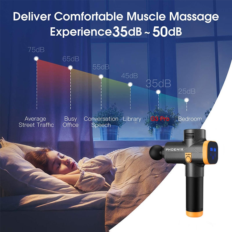 Percussion Massage Gun Phoenix A2 Body Massager Electric 6 Heads Pistol Massager Phoenix