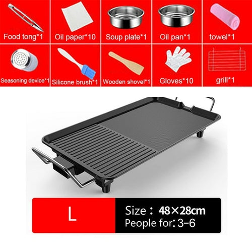 Smokeless Barbecue Kebab Machine Electric Grill Multifunctional Household Hot Plate Non Stick Adjustable Temperature BBQ Pan