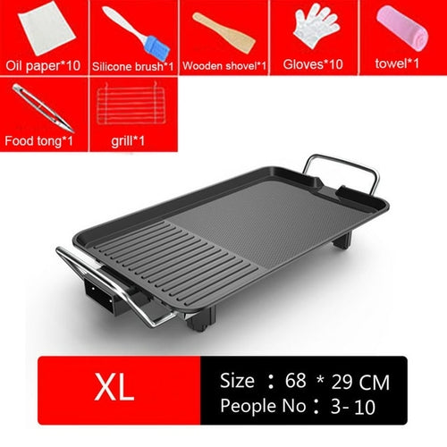 Smokeless Barbecue Kebab Machine Electric Grill Multifunctional Household Hot Plate Non Stick Adjustable Temperature BBQ Pan