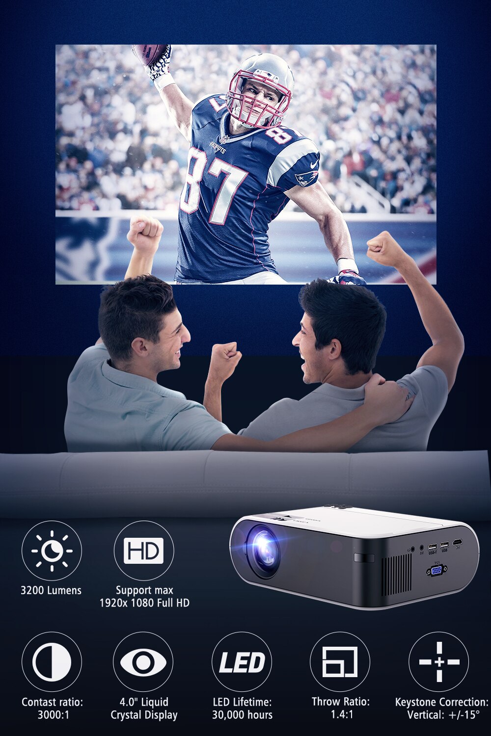 Mini Projector Td60 Portable Home Cinema 3200 Lumens
