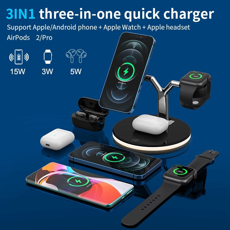 Tongdaytech 25W 3in1 Magnet Qi Fast Wireless Charger