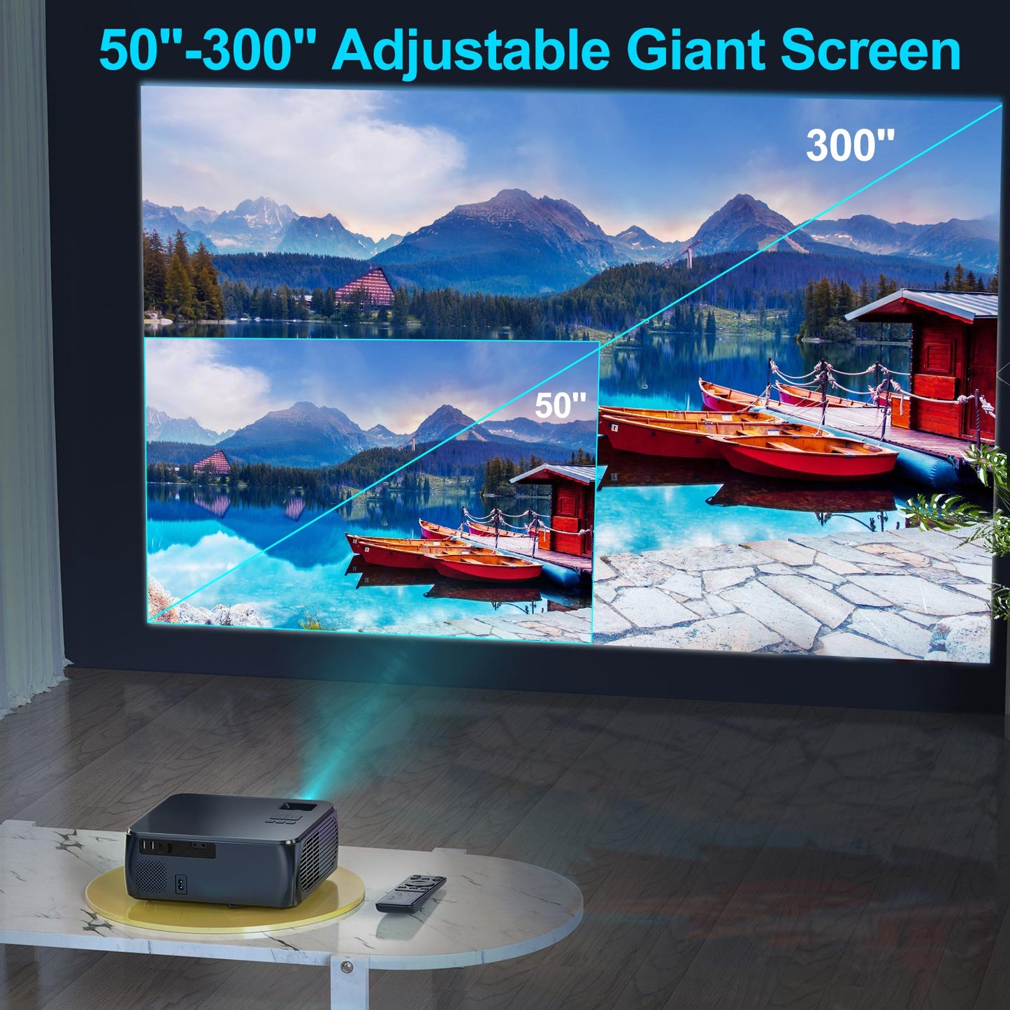 WIMIUS 4K Projectors 5G WiFi Bluetooth Full HD Projector Native 1080p