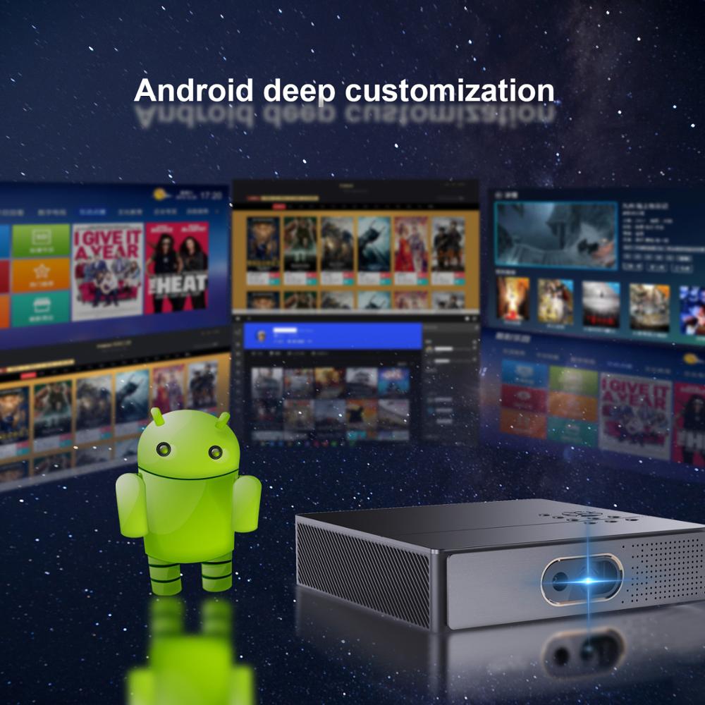 WZATCO S5 Portable MINI DLP 3D Projector 4K 5G WIFI Smart Android9.0